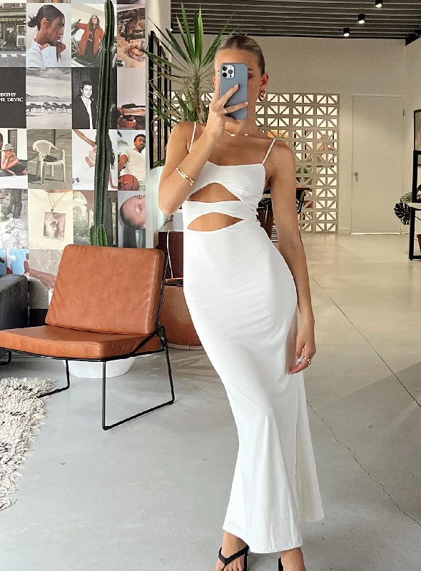 Street Casual Style Maci Eco Nylon Maxi Dress White