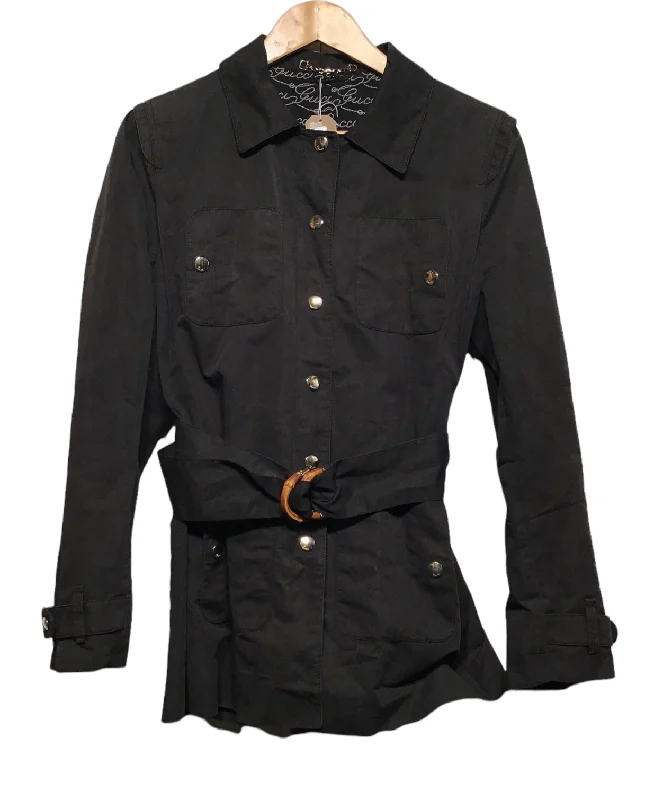 Street Style Gucci Jacket with Classic Wooden Buckle (Size S)