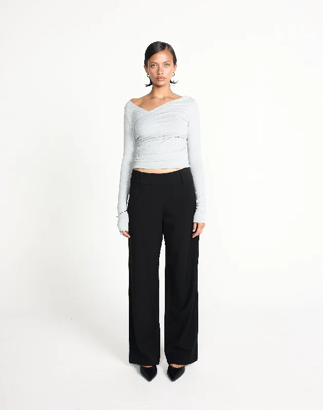 Comfortable and simple Twyla Long Sleeve Top (Grey Marle)