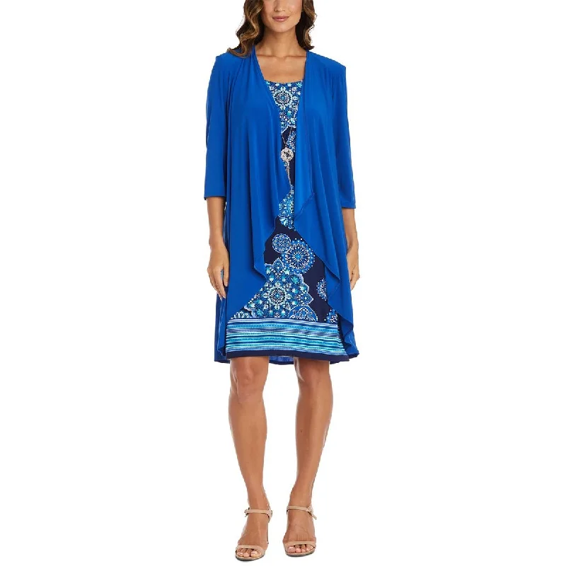 Street Style Suit R&M Richards Womens Petites Open Front 3/4 Seeves Duster Blazer