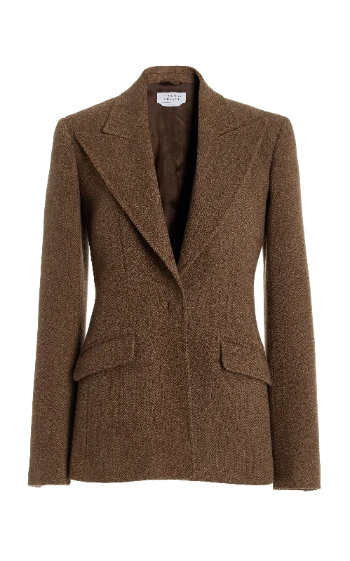 Sports And Leisure Leiva Blazer in Chocolate Multi Virgin Wool Cashmere Herringbone