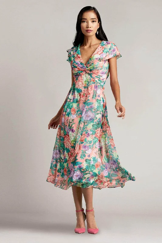 Literary Style Tadashi Shoji CAY21073MD - Printed Flowy A-line Dress