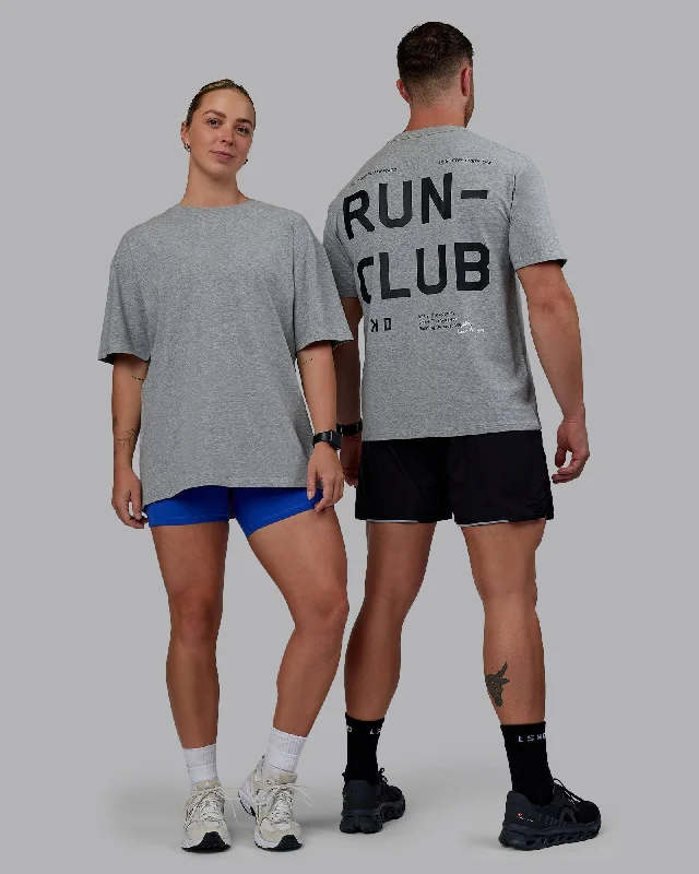 Round neck design Unisex Love The Run FLXCotton Tee Oversize - Lt Grey Marl-Black