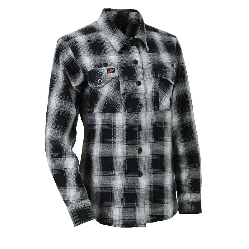 Comfortable and simple Milwaukee Leather MNG21611 Women's Black and White Long Sleeve Cotton Flannel Shirt Comfortable and simple Milwaukee Leather MNG21611 Women's Black and White Long Sleeve Cotton Flannel Shirt