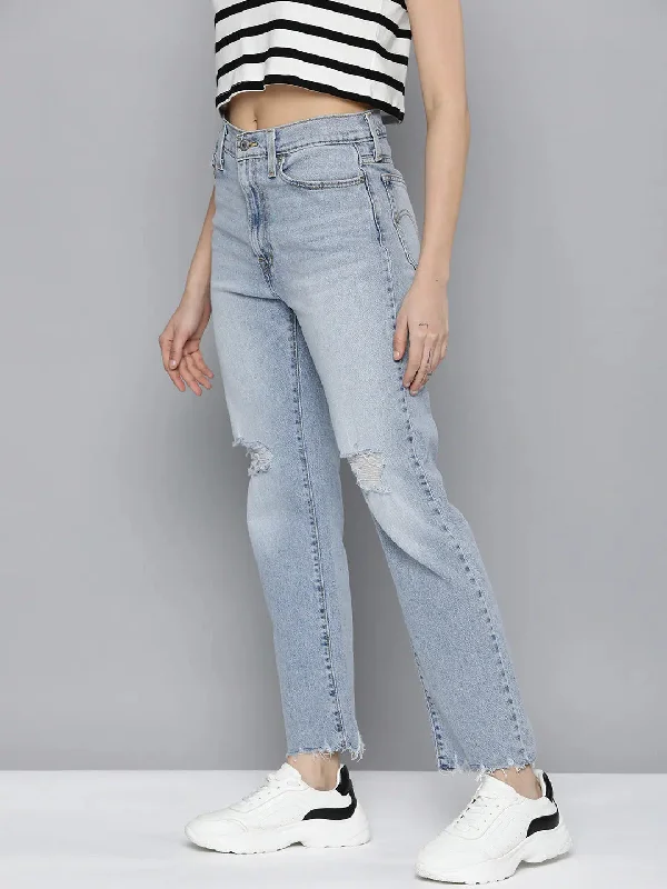 Wandering freely Women's High Rise Wedgie Straight Fit Jeans