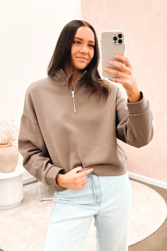 Street Show-off Style Carter Classic Zip Front Sweat Ash