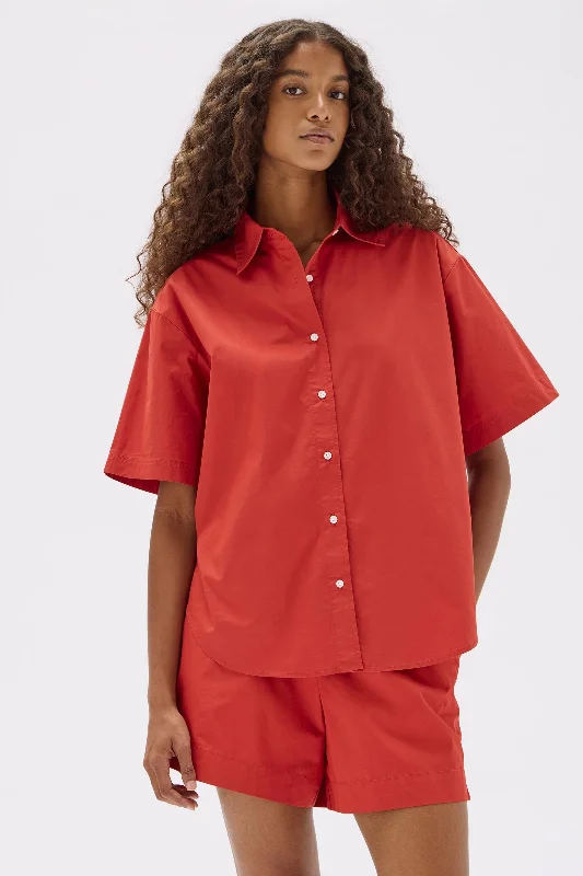 Simple research Tala Poplin Short Sleeve Shirt