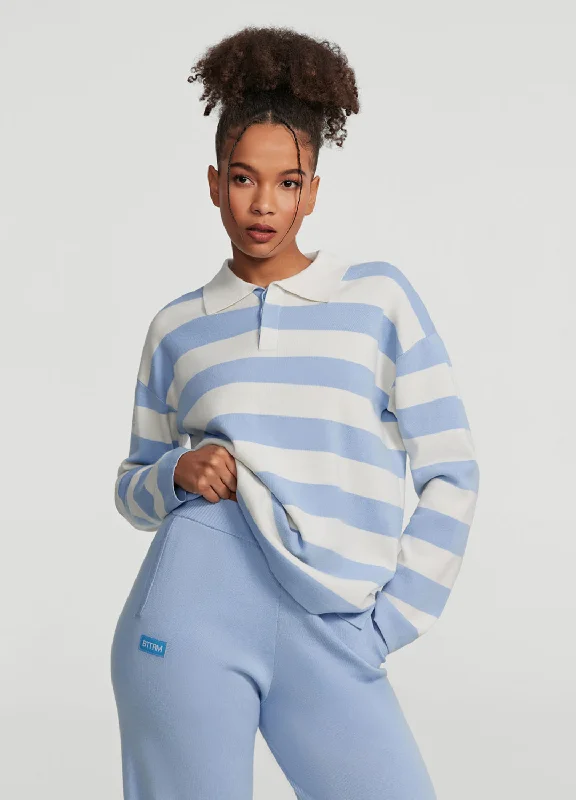 British casual Varsity Striped Rugby Shirt