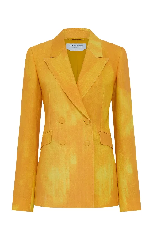 Fashionable and casual Angela Blazer in Cadmium Yellow Virgin Wool
