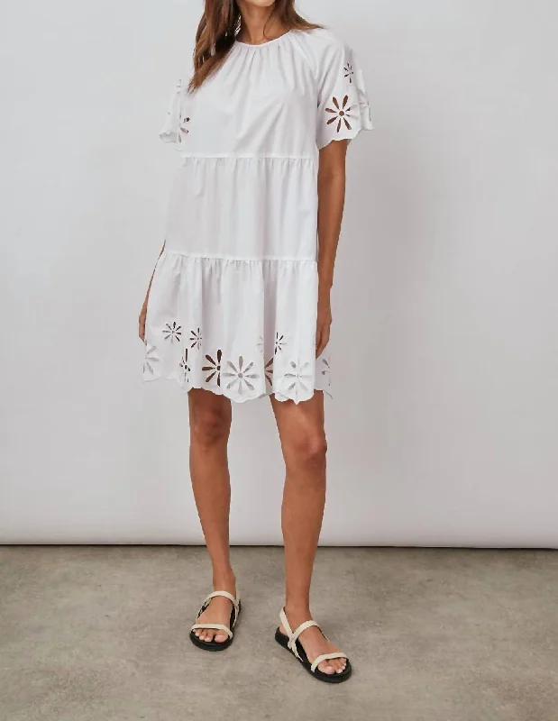 Sports High Waist Style Arielle Dress In White Eyelet