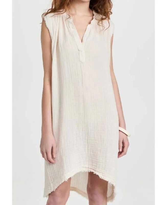 Knitted Design Fez Lightweight Gauze Caftan In Oatmeal
