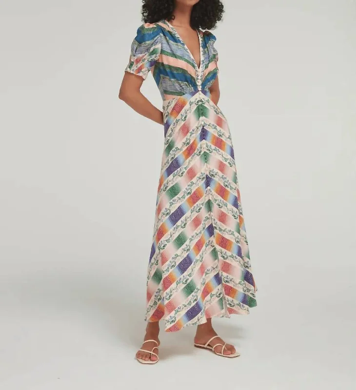 Street Personality Style Lea Long Dress In Chevron