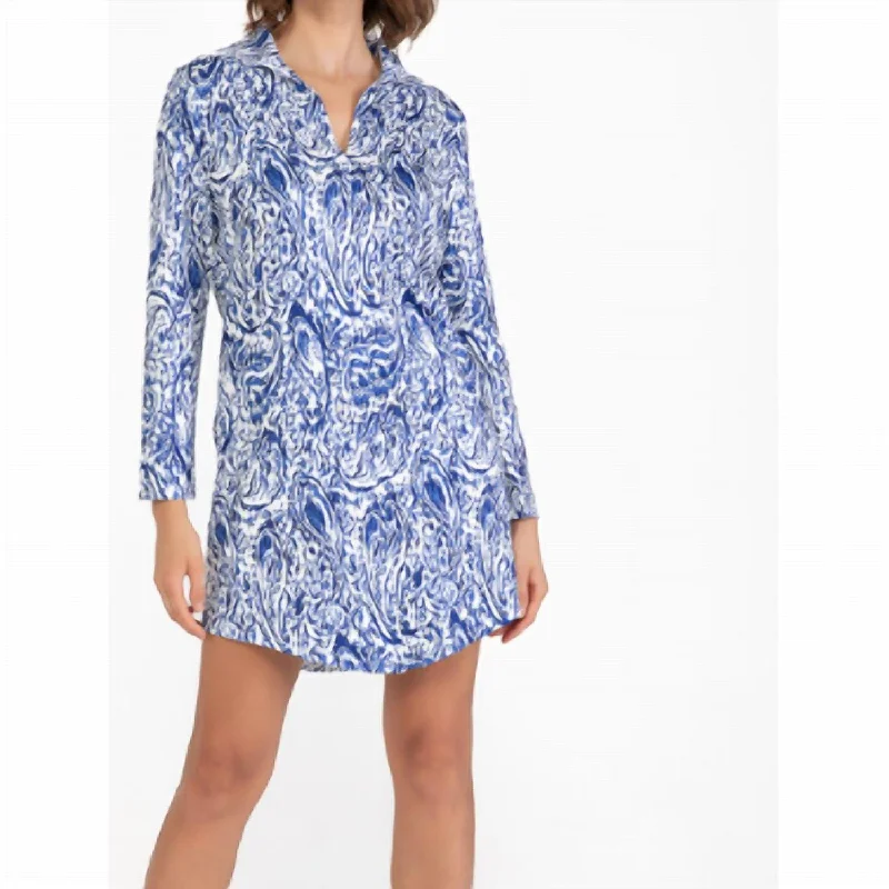 Warm and substantial Long Sleeve Shirt Dress In Breezy