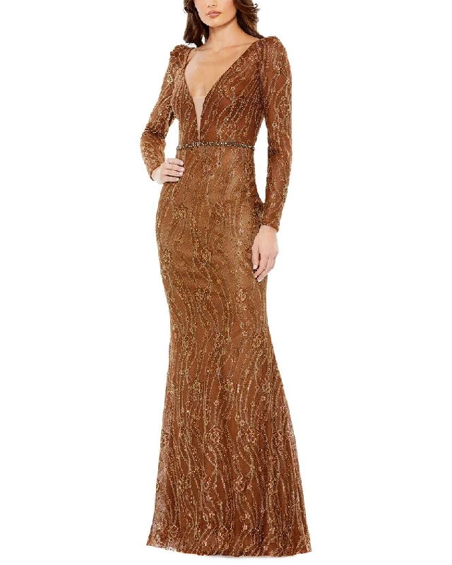 Street Style Suit Mac Duggal Embellished Plunge Trumpet Gown