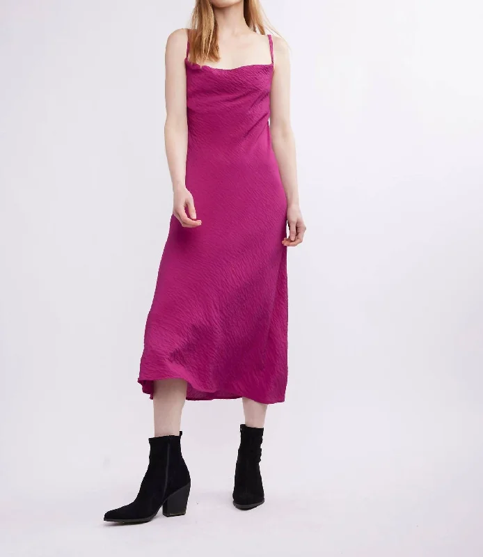 Street Show-off Style Norah Midi Slip Dress In Magenta