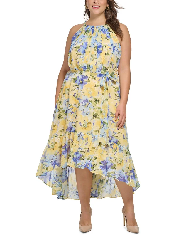 Boutique style Plus Womens Cut-Out Hi-Low Fit & Flare Dress