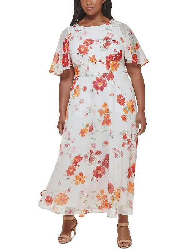 Amazing design Plus Womens Smocked Long Maxi Dress