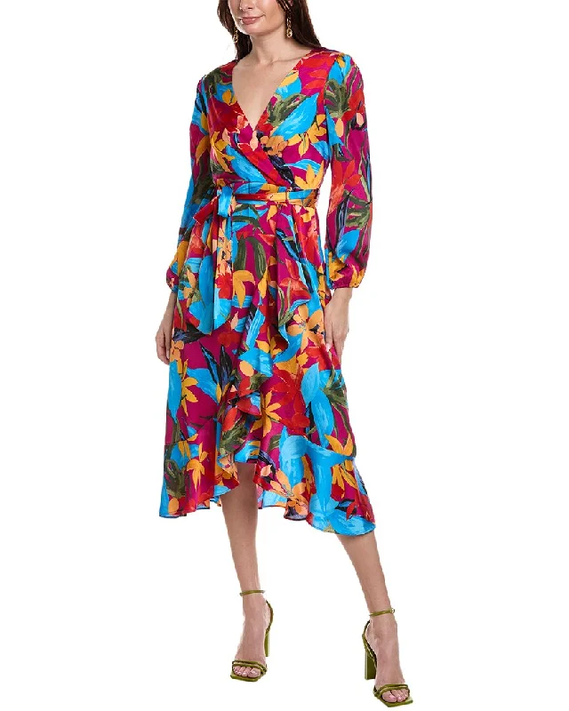 Retro Woolen Jacket Tahari ASL Ruffled Midi Dress