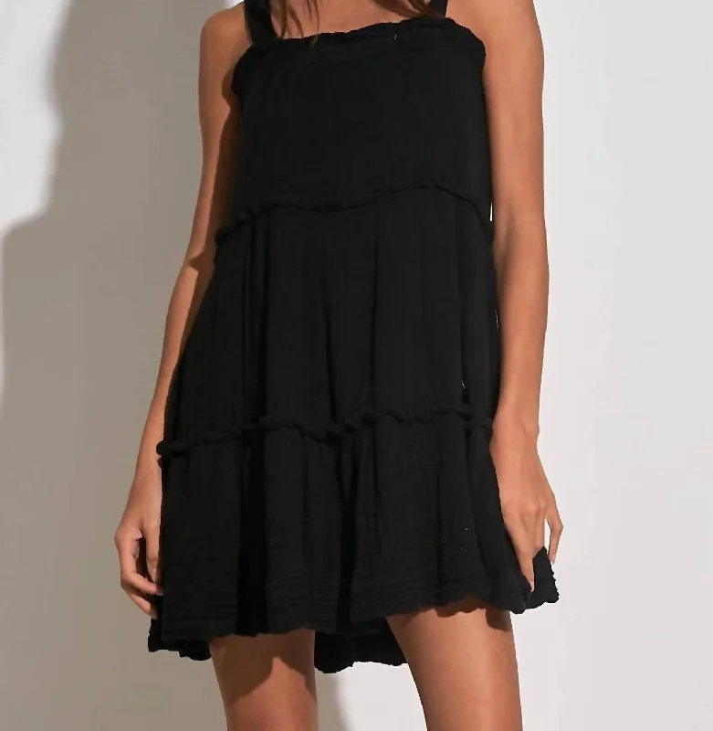 Personalized print Tank Dress In Black