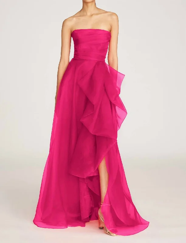Printing decoration Teresa Strapless Draped Gown In Zinnia