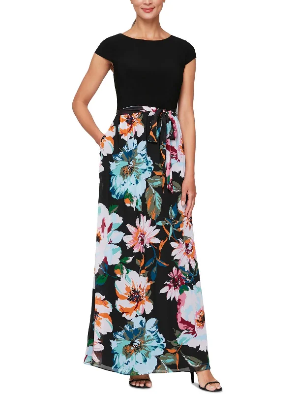 Printed pattern Womens Chiffon Floral Maxi Dress