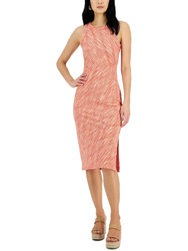 Exquisite workmanship Womens Ribbed Sleeveless Midi Dress