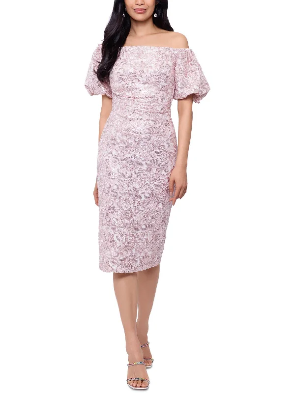 British casual Womens Sequined Midi Cocktail And Party Dress