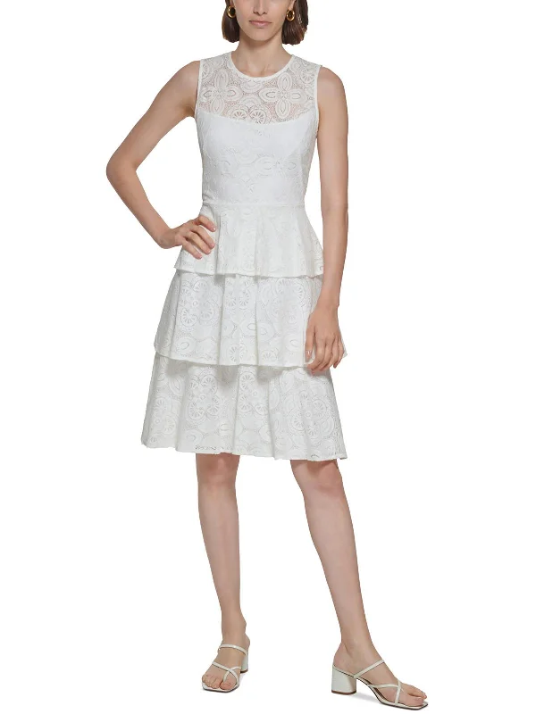Street Sports Style Womens Tiered Short Fit & Flare Dress