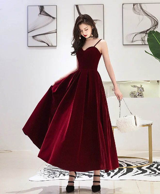 Classic Series Burgundy Sweetheart Tea Length Prom Dress Burgundy Bridesmaid Dress