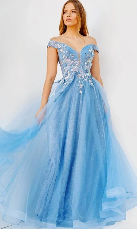 Casual And Versatile JVN by Jovani JVN23698 - Off-Shoulder Floral Embroidered Prom Dress Casual And Versatile JVN by Jovani JVN23698 - Off-Shoulder Floral Embroidered Prom Dress