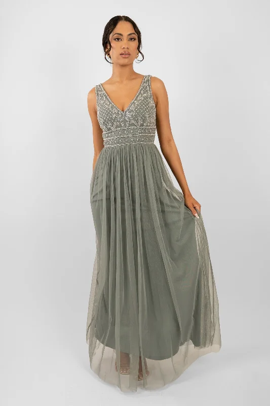 Street Graffiti Design Kreshma Teal Embellished Maxi Dress