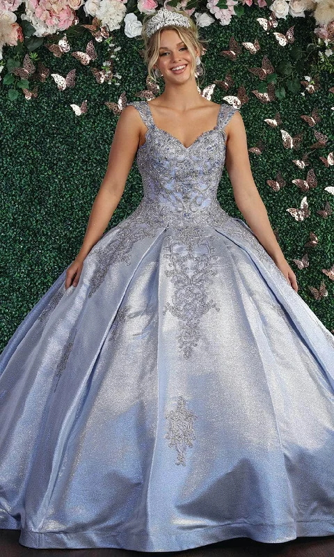 Extra long version May Queen LK156 - Ornated Sleeveless Bodice Box Pleated Ball gown
