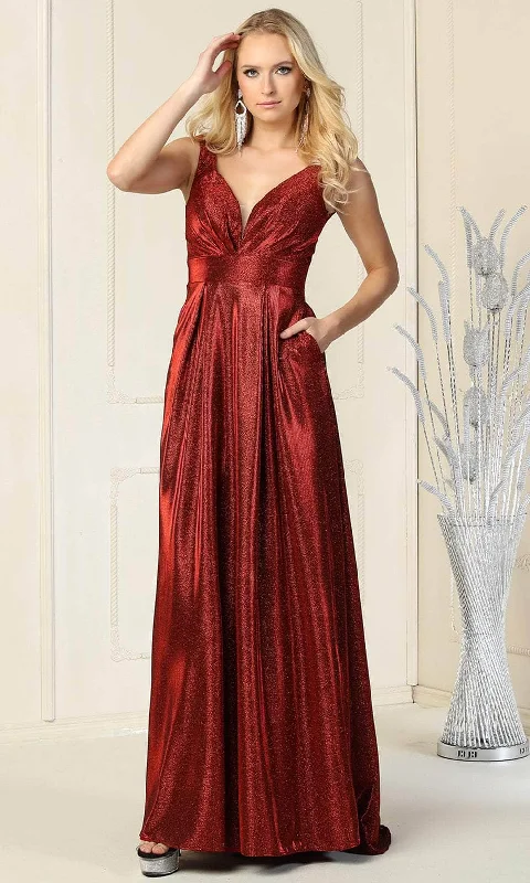 Fashion Style May Queen MQ1875 - Glitter V-Neck Formal Gown