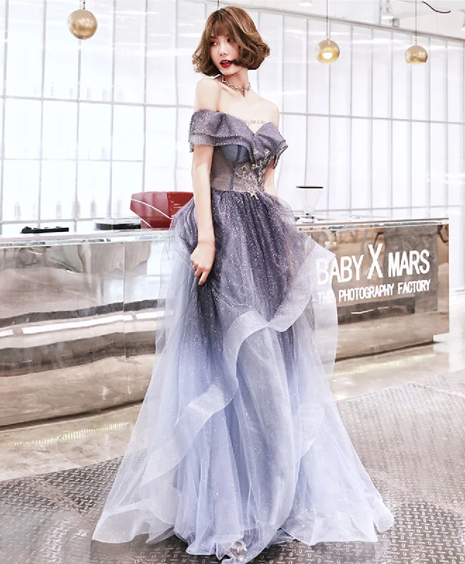 Sports suit style Purple Sweetheart Tulle Long Prom Dress Purple Evening Dress