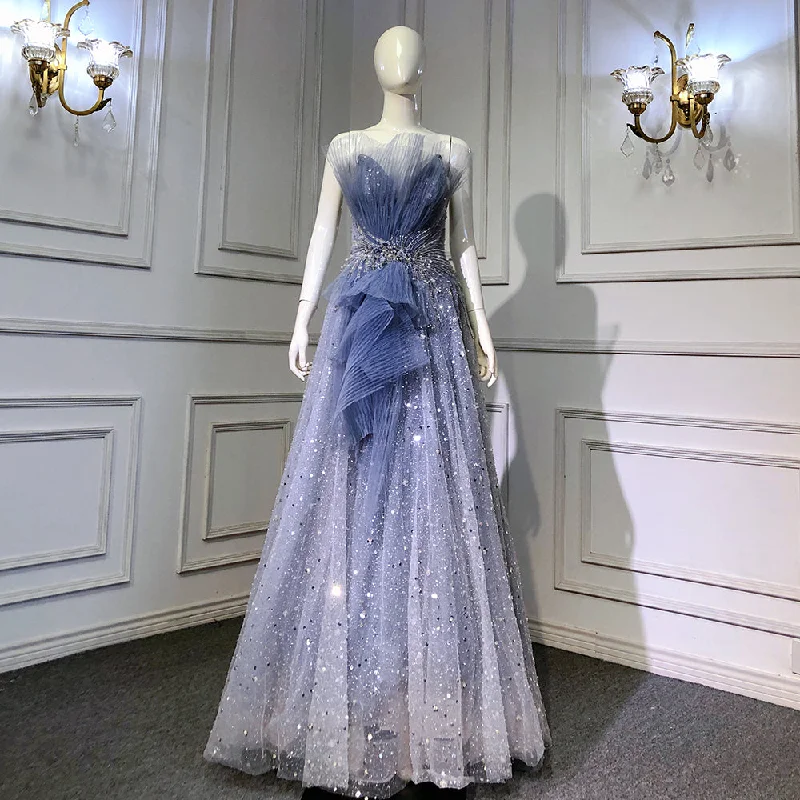 Printing decoration Serene Hill Blue A-Line Beaded Bling Evening Dresses Gowns 2024 Sexy High-Eend Lace Up For Women Party LA71636 Printing decoration Serene Hill Blue A-Line Beaded Bling Evening Dresses Gowns 2024 Sexy High-Eend Lace Up For Women Party LA71636