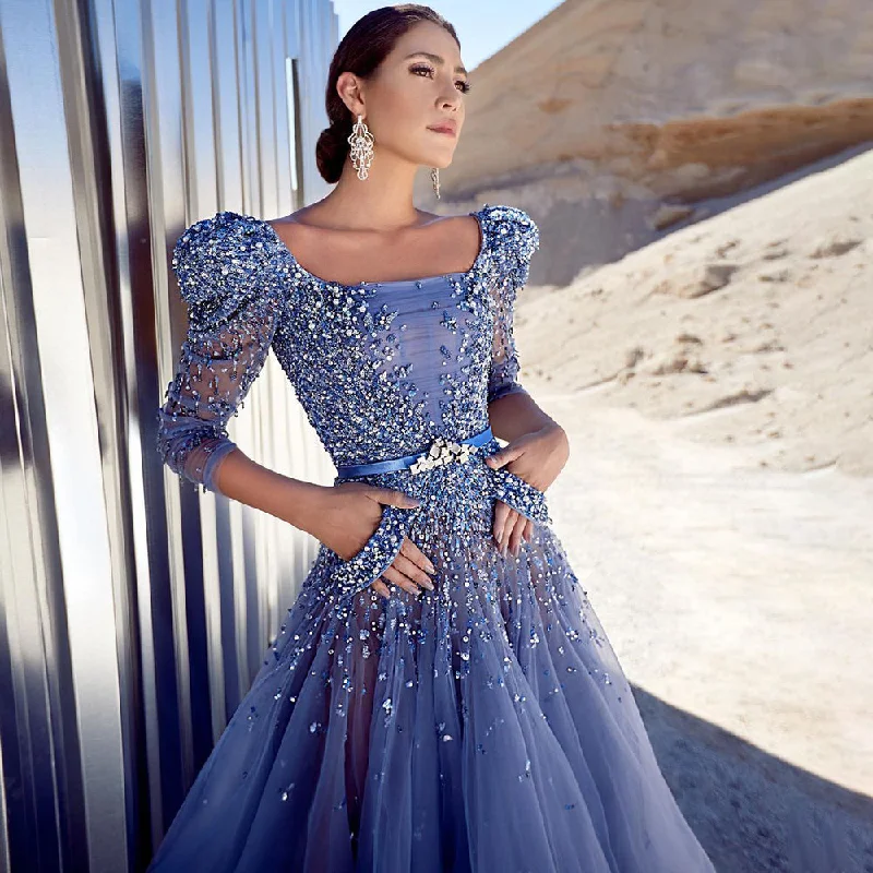 Minimal Style Serene Hill Blue A-Line Luxury Evening Dresses Gowns 2024 Beaded Ankle Length For Women Party LA71631 Minimal Style Serene Hill Blue A-Line Luxury Evening Dresses Gowns 2024 Beaded Ankle Length For Women Party LA71631