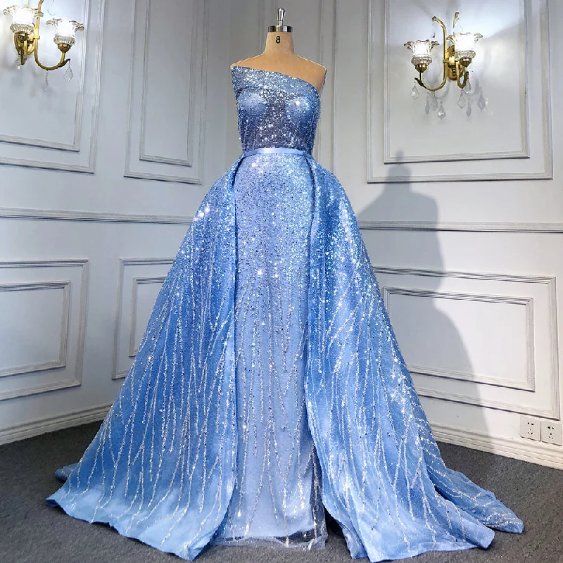 Multi-functional style Serene Hill Blue Mermaid Backless Evening Dresses Gowns 2024 Luxury Beaded Elegant Detachable Skirt For Woman Party LA71665 Multi-functional style Serene Hill Blue Mermaid Backless Evening Dresses Gowns 2024 Luxury Beaded Elegant Detachable Skirt For Woman Party LA71665
