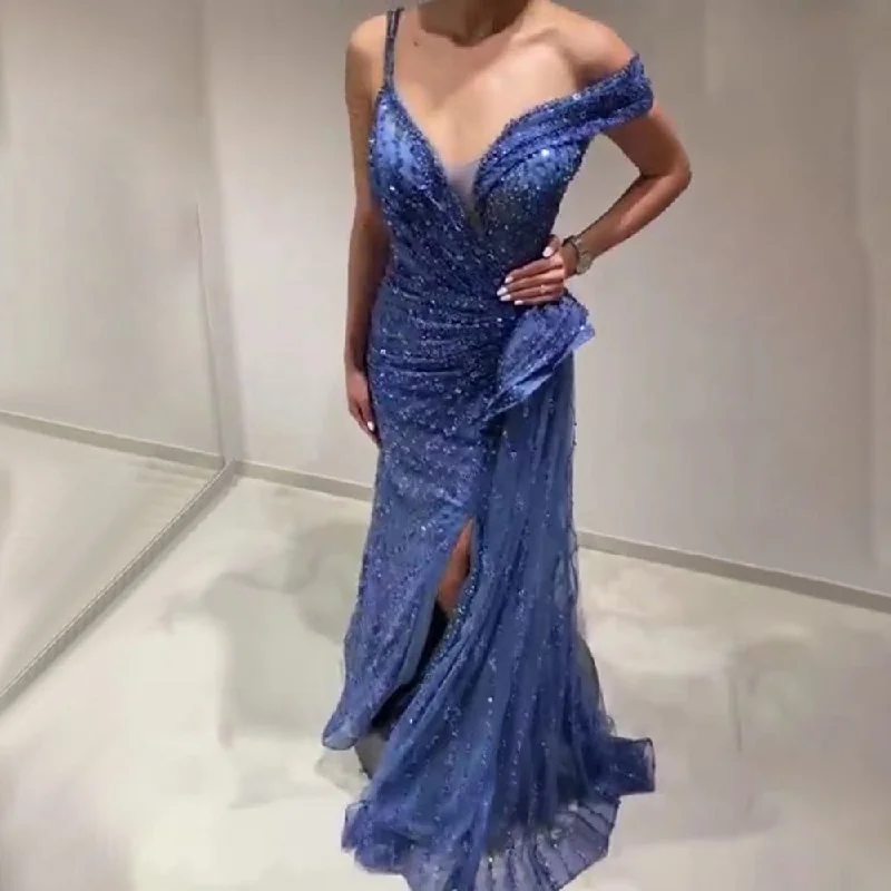 Hooded design On Sale no return no refundSerene Hill Blue Mermaid Split Evening Dresses Gowns 2024 Beaded Elegant Luxury For Women Party LA71663 Hooded design On Sale no return no refundSerene Hill Blue Mermaid Split Evening Dresses Gowns 2024 Beaded Elegant Luxury For Women Party LA71663