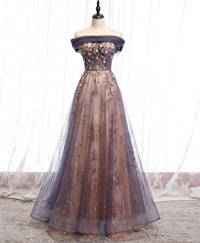 Sports Jumpsuit Unique Tulle Off Shoulder Lace Long Prom Dress Lace Formal Dress