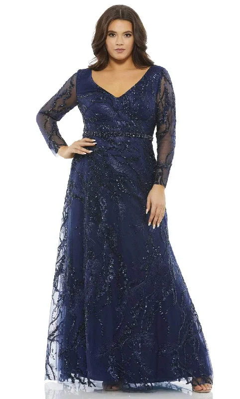 High-waisted pants style Mac Duggal 67922 - V Neck Column Gown