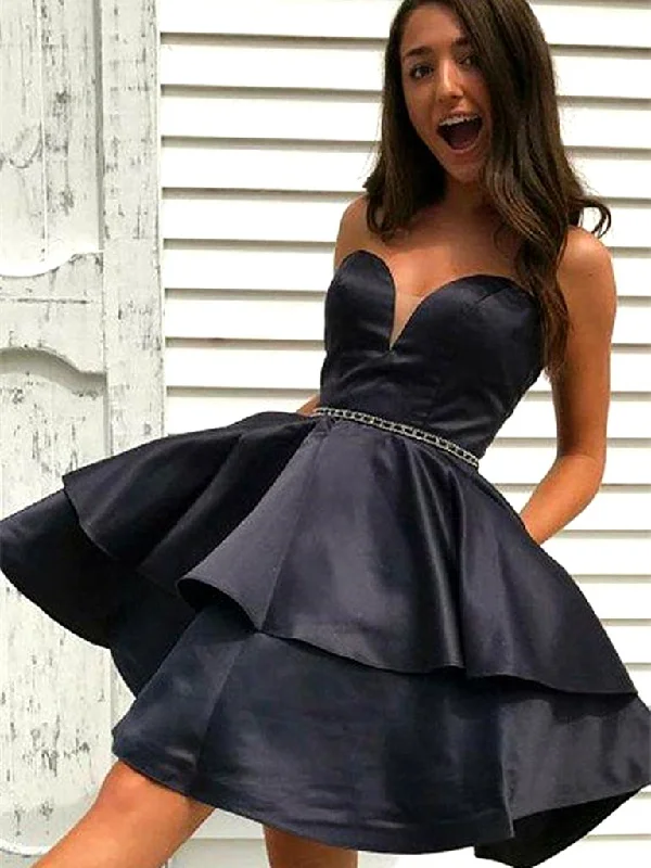 Street Sports Style Sweetheart Neck Short Back Prom Dresses, Little Black Formal Graduation Homecoming Dresses,DS1655 Street Sports Style Sweetheart Neck Short Back Prom Dresses, Little Black Formal Graduation Homecoming Dresses,DS1655