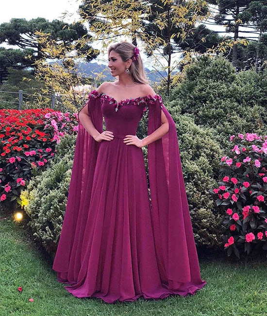 Street Personality Style Unique sweetheart chiffon long prom dress, chiffon evening dress