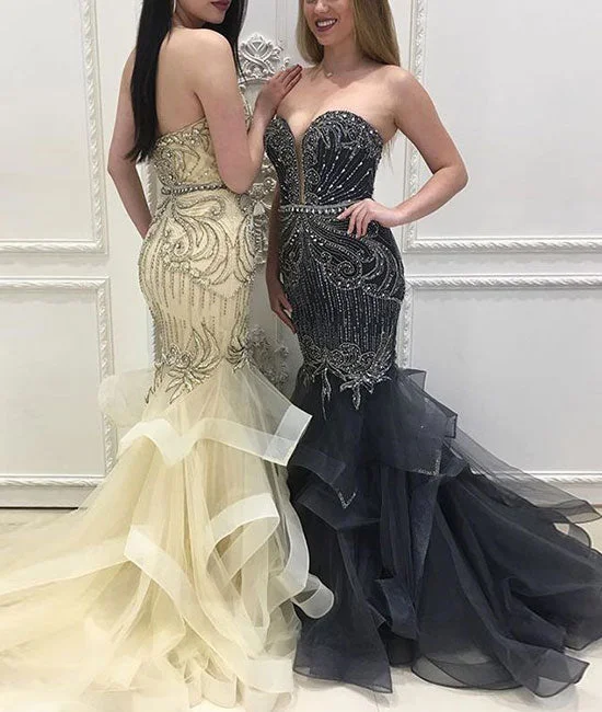 Sports fitness shoes Unique sweetheart neck mermaid long prom dress, evening dress